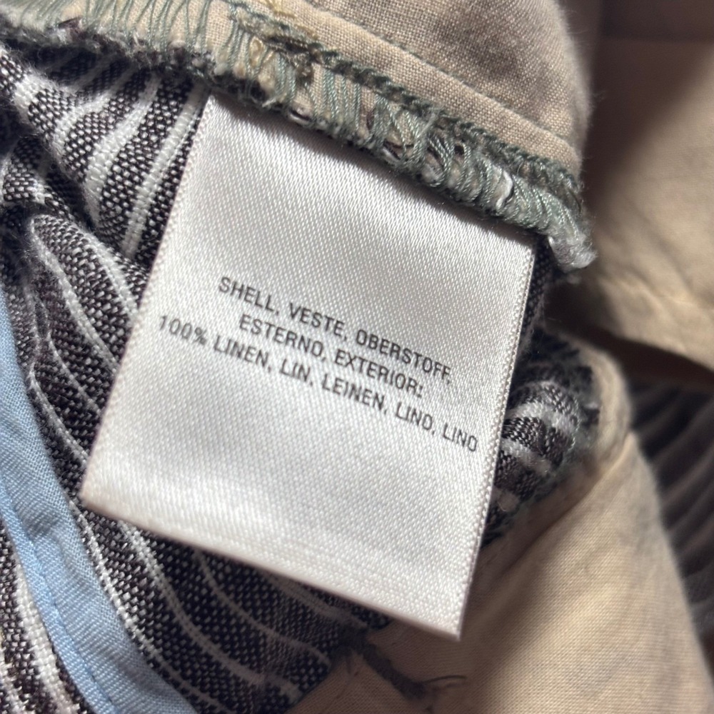 Anthropologie Ett Twa Super Wide Leg Brown Striped Linen Pant Women Size 12 Tall - Picture 11 of 16